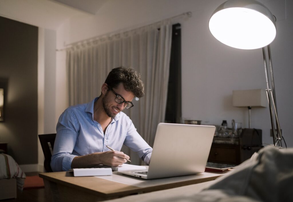man working at his desk